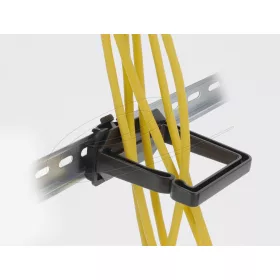   Delock Kábeltartó 70 x 70 mm méretű DIN sínhez kapcsoláshoz felszerelő lemezzel fekete (90770)