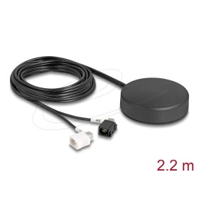   Delock 4G GNSS antenna 1 x FAKRA A + 1 x FAKRA B anya 2 dBi / 28 dB 2,2 m RG-174 mindenirányú tetőbeszerelés fekete kültéri