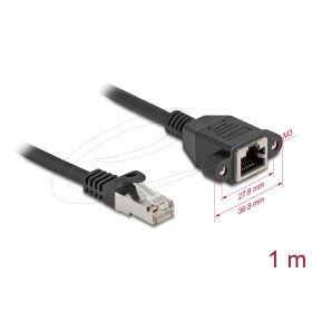   Delock Hálózat bővítő kábel S/FTP RJ45 apa - RJ45 anya Cat.6A, 1 m fekete