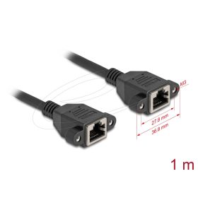   Delock Hálózat bővítő kábel S/FTP RJ45 anya - RJ45 anya Cat.6A, 1 m fekete
