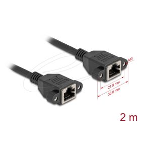   Delock Hálózat bővítő kábel S/FTP RJ45 anya - RJ45 anya Cat.6A, 2 m fekete