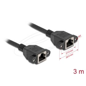   Delock Hálózat bővítő kábel S/FTP RJ45 anya - RJ45 anya Cat.6A, 3 m fekete