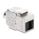 Delock Keystone modul RJ45 aljzat   LSA Cat.8.1, árnyékolt, reteszelő kapoccsal és porvédő fedéllel, kábelszorító nélkül