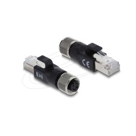 Delock M12 D-kódolt adapter 4 tűs anya - RJ45 apa fekete