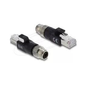   Delock M12 X-kódolt adapter 8 tűs a dugó - RJ45 apa fekete