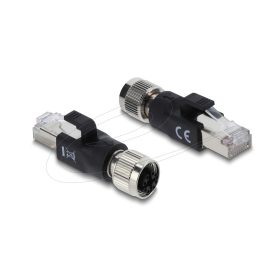 Delock M12 X-kódolt adapter 8 tűs anya - RJ45 apa fekete