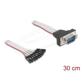   Delock Lapos szalagkábel RS-232 9 db. tűfejjel anya - D-Sub 9 tűs apa anyacsavarokkal 30 cm