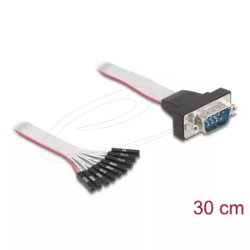   Delock Lapos szalagkábel RS-232 9 db. tűfejjel anya - D-Sub 9 tűs apa anyacsavarokkal 30 cm
