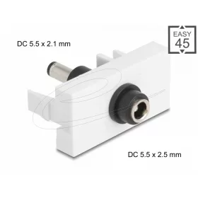   Delock Easy 45 modul DC 5,5 x 2,5 mm anya - DC 5,5 x 2,1 mm apa fehér