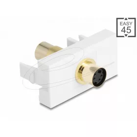   Delock Easy 45 Modul Mini-DIN 4 tűs anya-aljzat aranyozott fehér