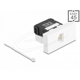   Delock Easy 45 modul RJ45 jack csatlakozó LSA Cat.6A 180 -os szerszámmentes fekete/fehér
