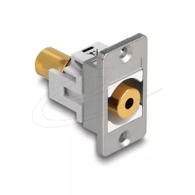   Delock panel tartó sztereó jack aljzat 3,5 mm 4 tűs > sztereó jack anya 3,5 mm 4 tűs aranyozott ezüst / fehér