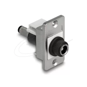   Delock panel tartó DC 5,5 x 2,5 mm-es anya DC 5,5 x 2,5 mm-es apa ezüst / fehér / fekete