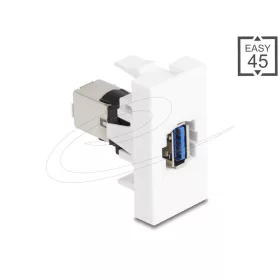   Delock Easy 45 modulos USB 5 Gbps A-típusú anya - USB 5 Gbps B-típusú anya, fehér