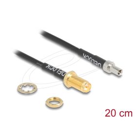   Delock Antenna kábel RP-SMA anya válaszfali csatlakozóval apa TS-9-dugó RG-174 20 cm
