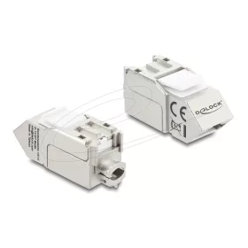   Delock Keystone modul RJ45 aljzat   LSA Cat.6A szabvány, 45 -ban döntött csatlakozó, árnyékolt, 90 -os kábelkivezetés, szerszámmentes, fémházas kivitel