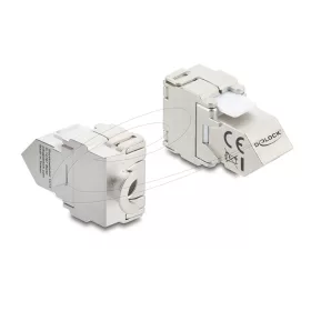   Delock Keystone modul RJ45 aljzat   LSA Cat.6A szabvány, 45 -ban döntött csatlakozó, árnyékolt, 180 -os kábelkivezetés, szerszámmentes, fémházas kivitel