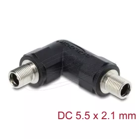   Delock DC Barrel Jack adapter DC 5,5 x 2,1 mm anya   anya csavarral, 90 -ban hajlított