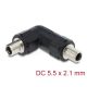 Delock DC Barrel Jack adapter DC 5,5 x 2,1 mm anya   anya csavarral, 90 -ban hajlított