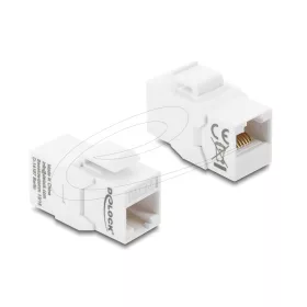   Delock Keystone modul összekötő, RJ45 aljzat RJ45 aljzat Cat.6A, árnyékolatlan, fehér