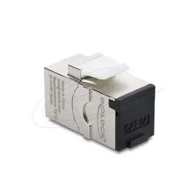   Delock Keystone modul, RJ45-aljzat - RJ45-aljzat, Cat.6A, porvédő fedéllel