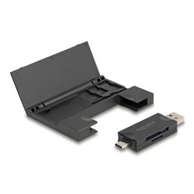   Delock Kártyaolvasó USB 5 Gbps USB Type-C  / A-típusú SD és Mikro SD memóriakártyákhoz praktikus memória kártyatokkal - fekete