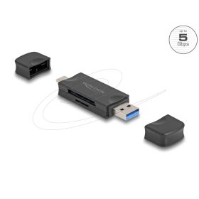   Delock Kártyaolvasó USB 5 Gbps USB Type-C  / A-típusú SD és Mikro SD memóriakártyákhoz fekete