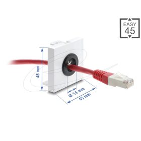   Delock Easy 45 kábelátvezető, kerek, O 14 mm, fehér / fekete