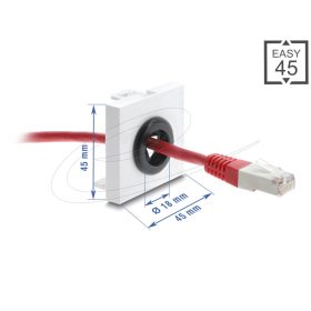   Delock Easy 45 kábelátvezető, kerek, O 18 mm, fehér / fekete