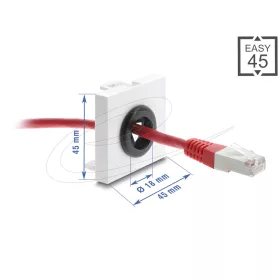   Delock Easy 45 kábelátvezető, kerek, O 18 mm, fehér / fekete