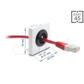   Delock Easy 45 kábelátvezető, kerek, O 21 mm, fehér / fekete