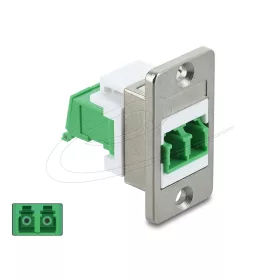   Delock Panelre szerelhető LC Duplex anya - LC Duplex anya lézervédelemmel, belül lepattintható, ezüst / zöld / fehér