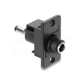   Delock Panelrögzítő DC 5.5 x 2.1 mm-es anya - DC 5.5 x 2.1 mm-es apa, fekete