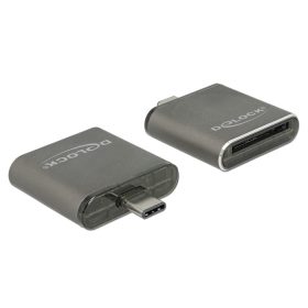   Delock USB Type-C csatlakozóval ellátott SDHC / SDXC UHS-II / MMC egy nyílású kártyaolvasó