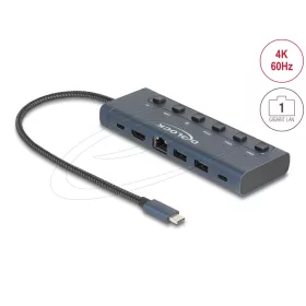   Delock USB Type-C  dokkolóállomás 4K - hoz kettős HDMI / USB / Gigabit LAN / PD 3.0 90 W kapcsolóval (92000)