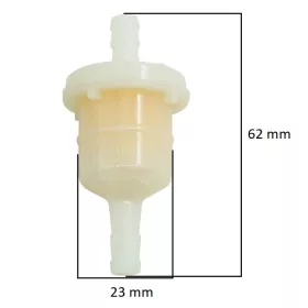 Benzinszűrő műanyag 62 x 23 mm - O 6 mm