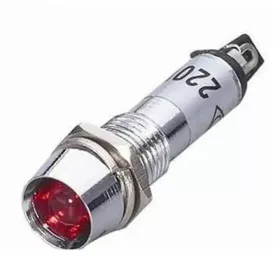 12 V-os XD8-1 8mm-es vízálló, Fém jelzőlámpa, Piros