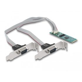   Delock M.2 kártya - 2 x soros RS-232 DB9 standard és alacsony profilú csatlakozó felületekkel (95270)