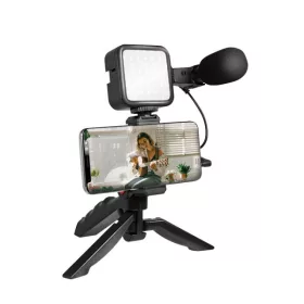   LogiLink Vlogger Kit LED fénnyel, mikrofonnal + állvánnyal 4,7-7"-os okostelefonokhoz (AA0157)