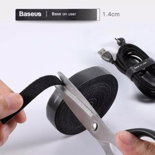 Baseus Colorful Circle tépőzáras szalag kábelrendező 1m fekete (ACMGT-E01)