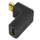 Logilink HDMI adapter, A/M A/F, 90 -os szögben, hosszú, 4K/30 Hz, fekete