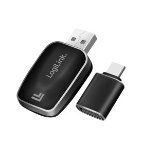   Logilink Vezeték nélküli BT 5.0 autós adapter CarPlay és Android Auto funkciókhoz, USB-A + USB-C, fekete