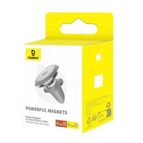   Baseus Car Mount Magnetic Car Phone Holder (Air Vent) 360 Degree with Cable clip, Silver (C40141201S13-00)