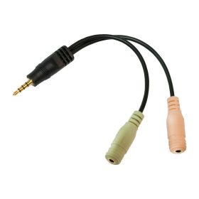   LogiLink 3.5 mm 4-pin apa - 2x 3.5 mm 3-pin anya audio adapter 0,15m fekete (CA0021)