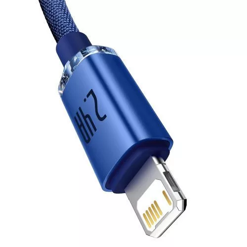 Baseus Crystal Shine USB-Lightning töltőkábel , 2,4A, 1.2 m, kék (CAJY000003)