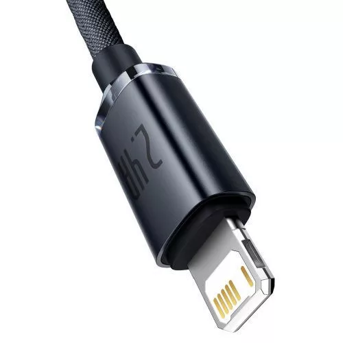Baseus Crystal Shine USB-Lightning töltőkábel , 2,4A, 2m, fekete (CAJY000101)