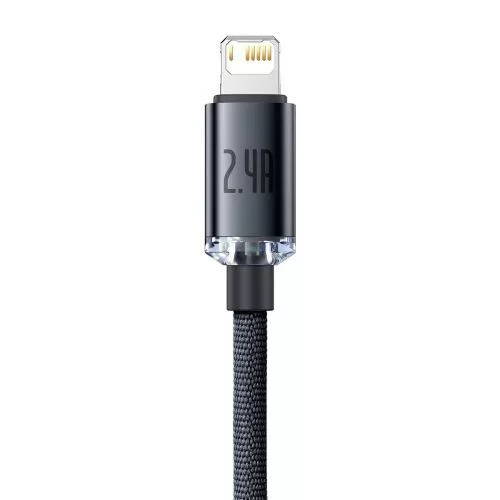 Baseus Crystal Shine USB-Lightning töltőkábel , 2,4A, 2m, fekete (CAJY000101)