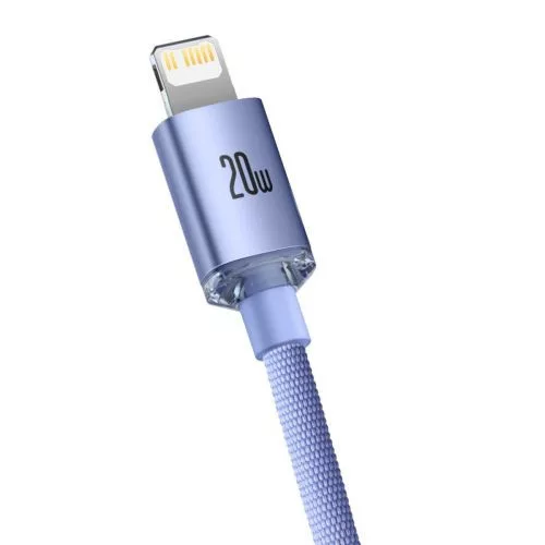Baseus Crystal Shine USB-C-Lightning töltőkábel, 20W, PD, 1.2m, lila (CAJY000205)