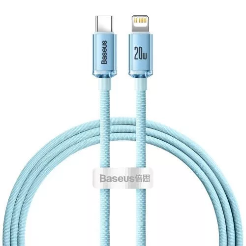 Baseus Type-C - Lightning cable Crystal Shine Series Lightning Fast Charging Power Delivery 20W 1,2m Light Blue (CAJY001303)
