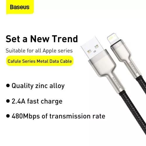 Baseus Cafule USB-A - Lightning kábel 0.25m fekete (CALJK-01)